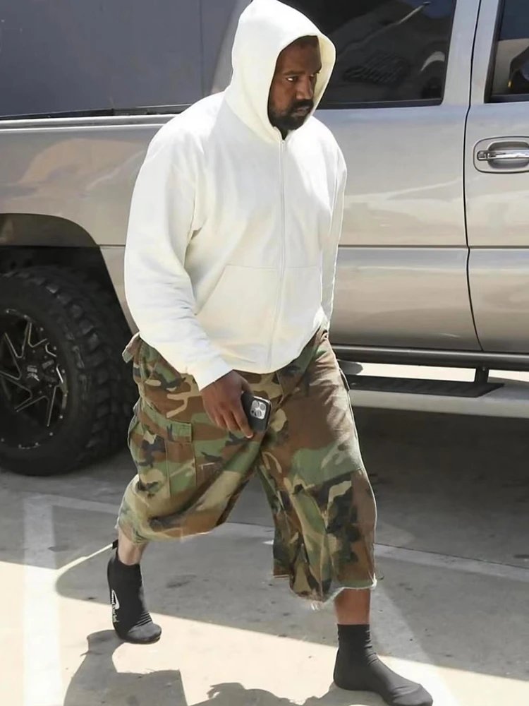 White Hoodie with Camouflage Cargo Pants Combo