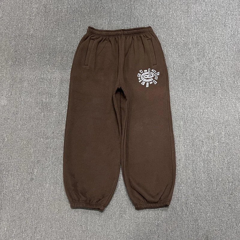 Brown Sweatpants with White Logo Design