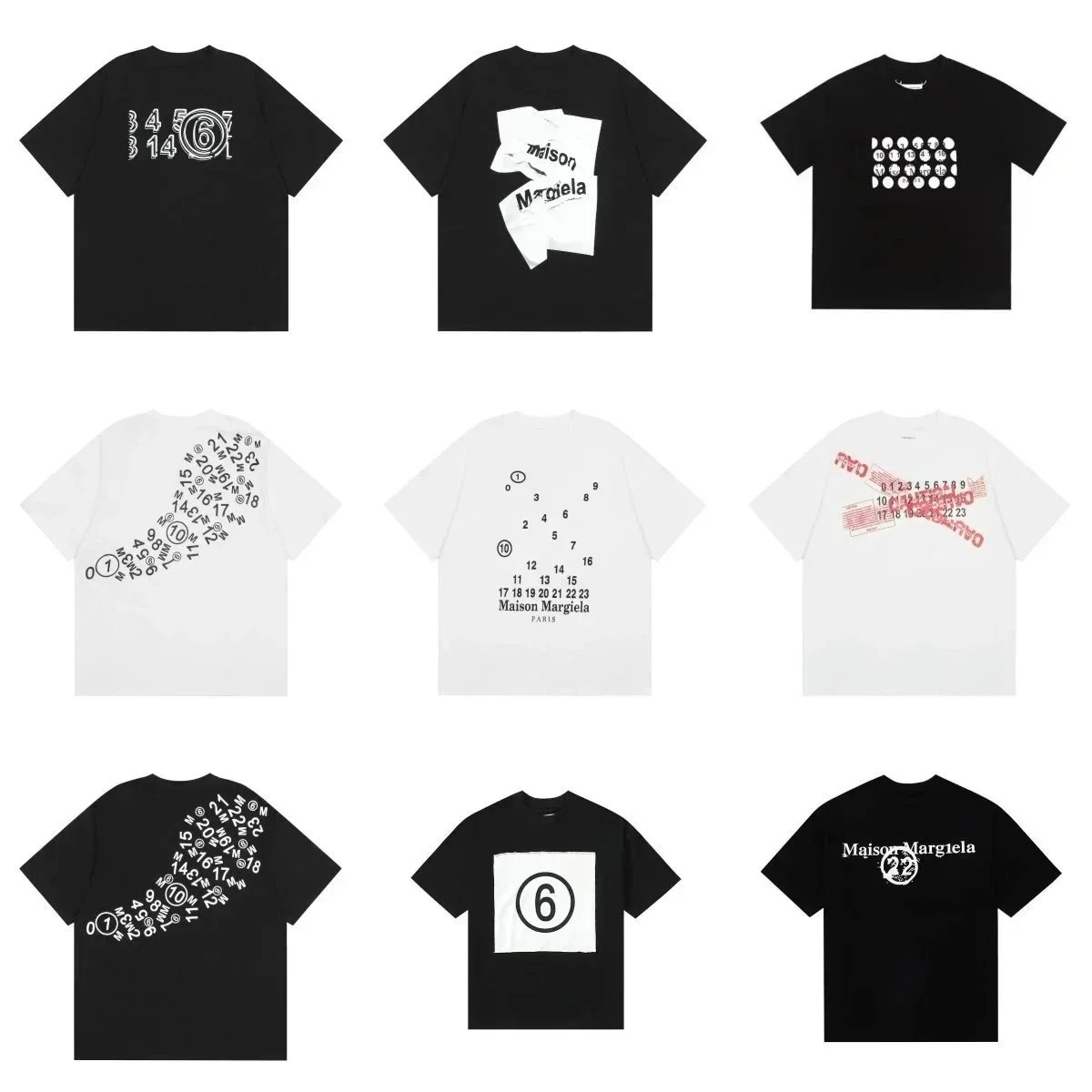 Maison Margiela Black and White Graphic T-Shirt Collection