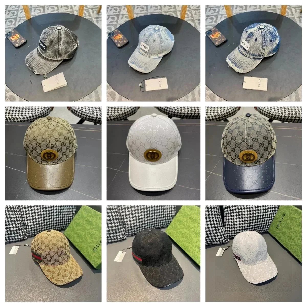 Gucci Patterned Baseball Caps in Various Colors