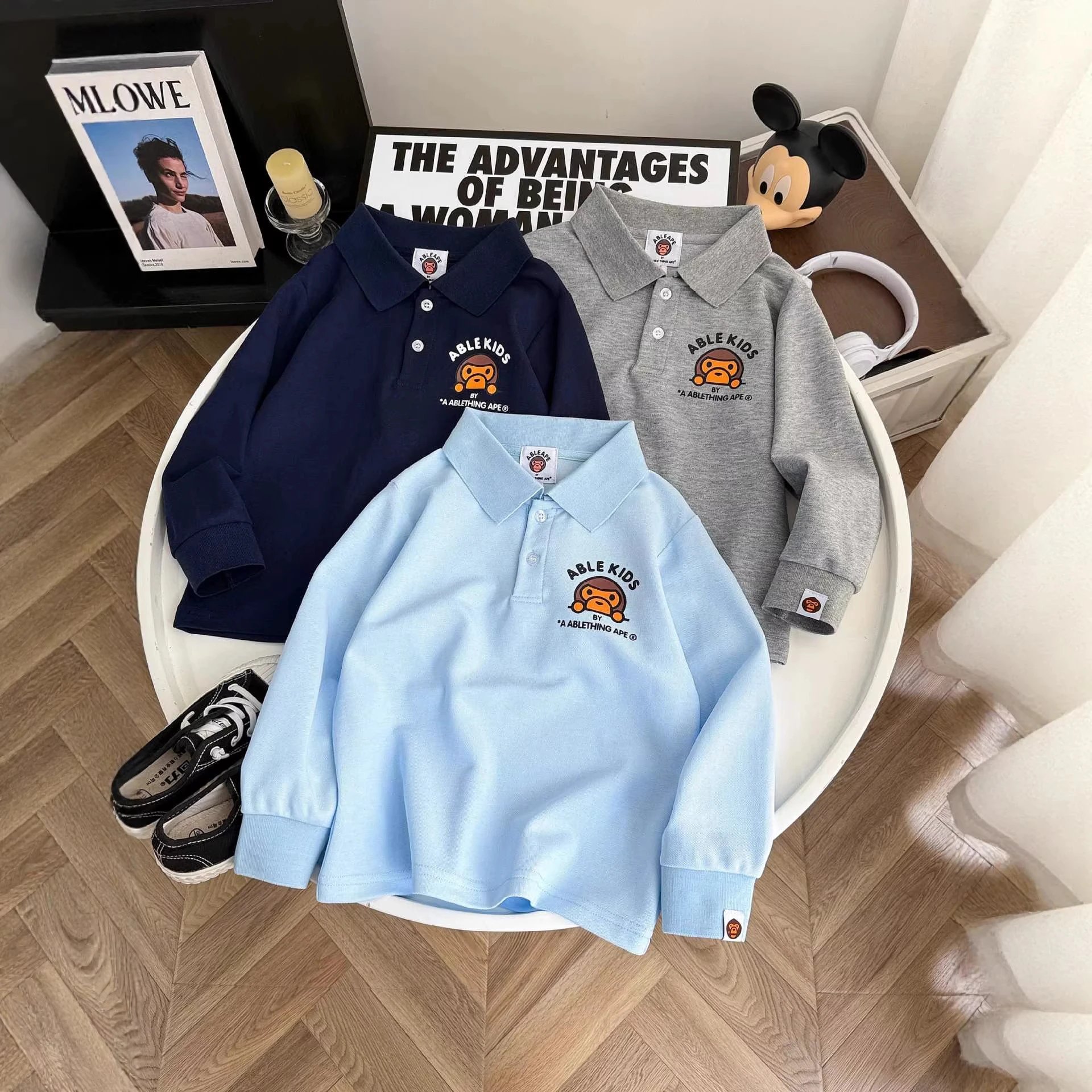 Kid Able Kids Blue Long Sleeve Polo