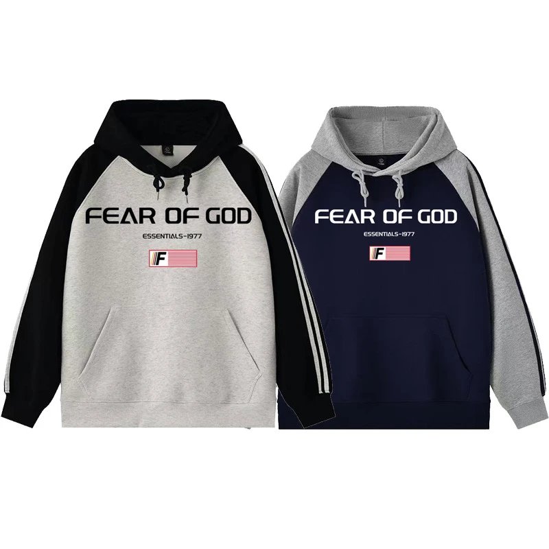 Fear of God Essentials Hoodie in Grey/Black and Navy/Grey