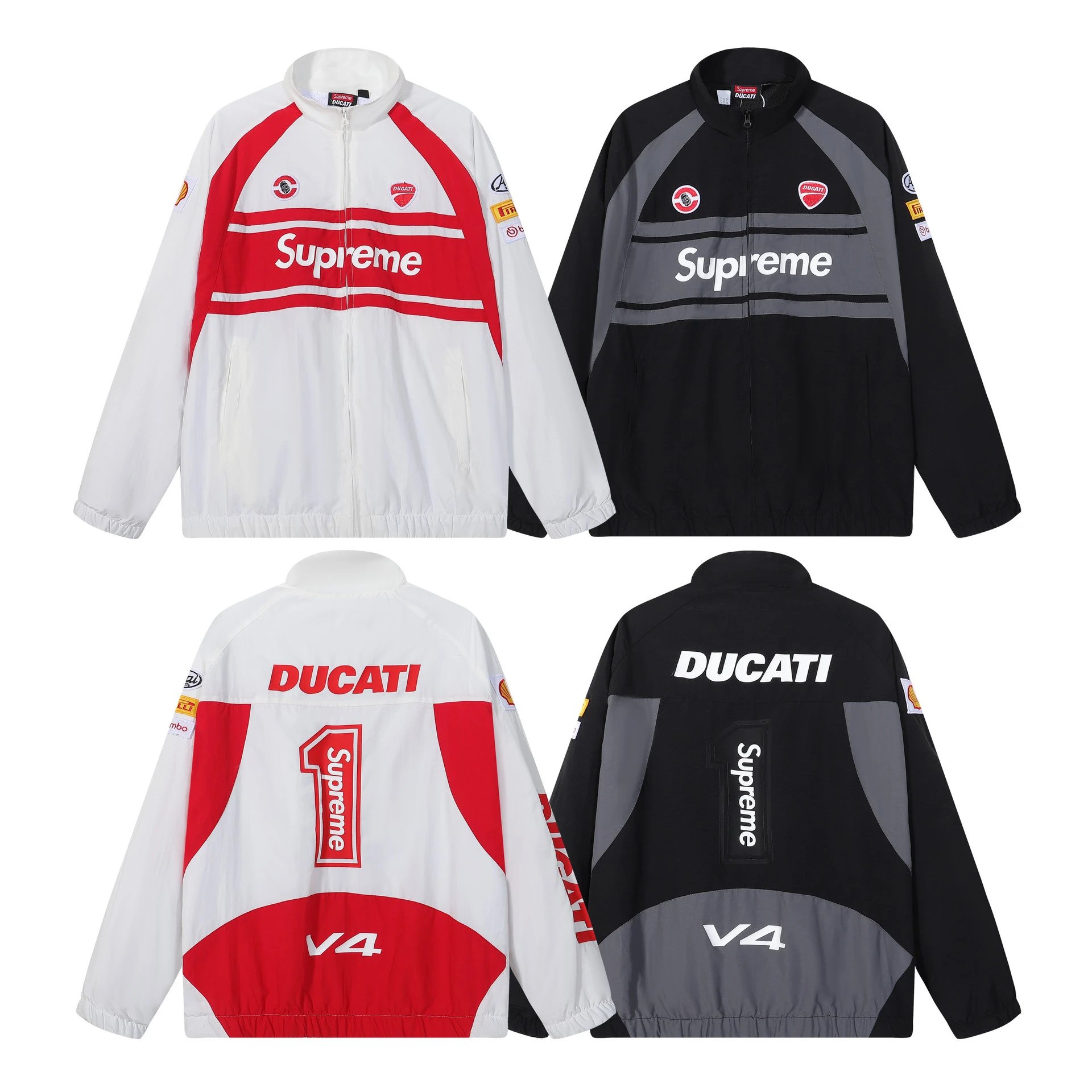 Supreme Ducati White and Black Track Jacket Combo