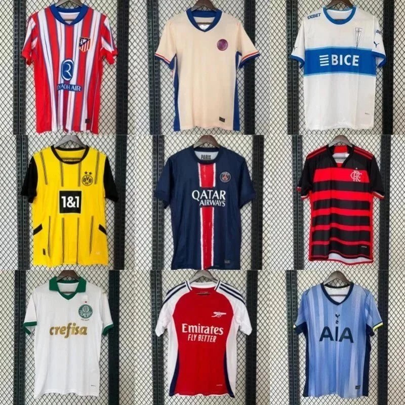 Assorted Football Club Jerseys in Various Colors and Styles