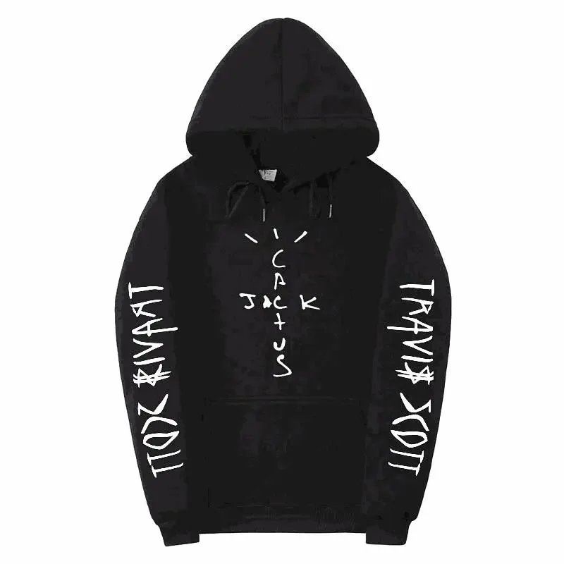 Travis Scott Black Hoodie with Drawstrings