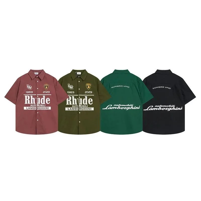 Rhuide Lamborghini Short Sleeve Shirts in Red, Green, Dark Green, and Black