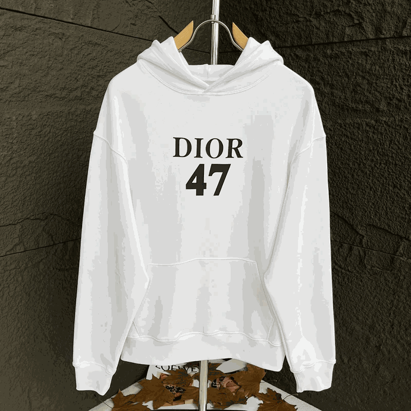 Dior White Hoodie with Front Pocket