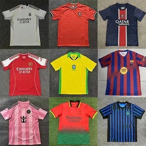 Assorted Football Club Jerseys in Various Colors and Designs