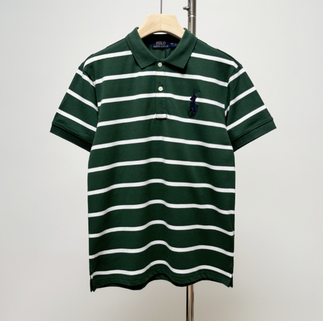 Polo Ralph Lauren Green and White Striped Polo Shirt