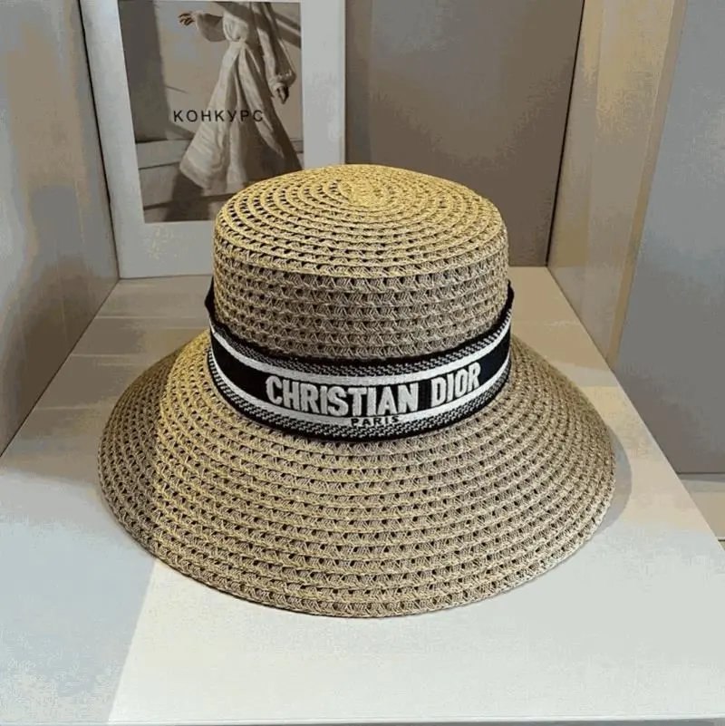 Christian Dior Beige Straw Hat