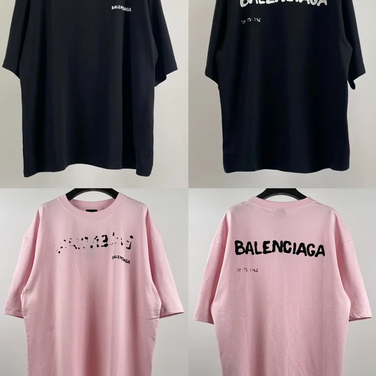 Balenciaga Black and Pink Oversized T-Shirt