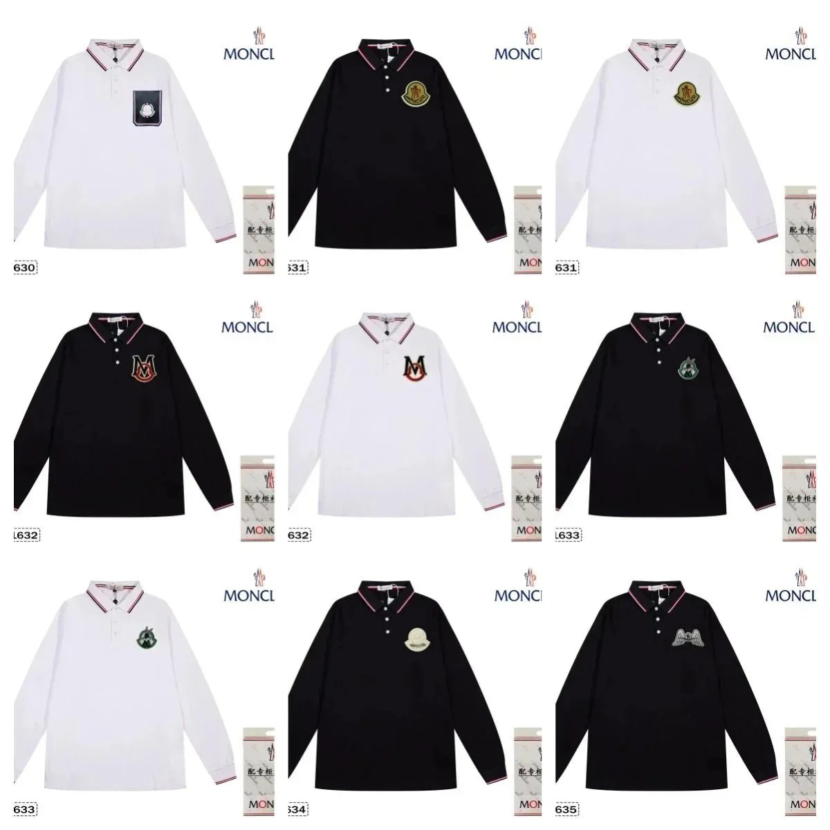 Moncler Black Long Sleeve Polo