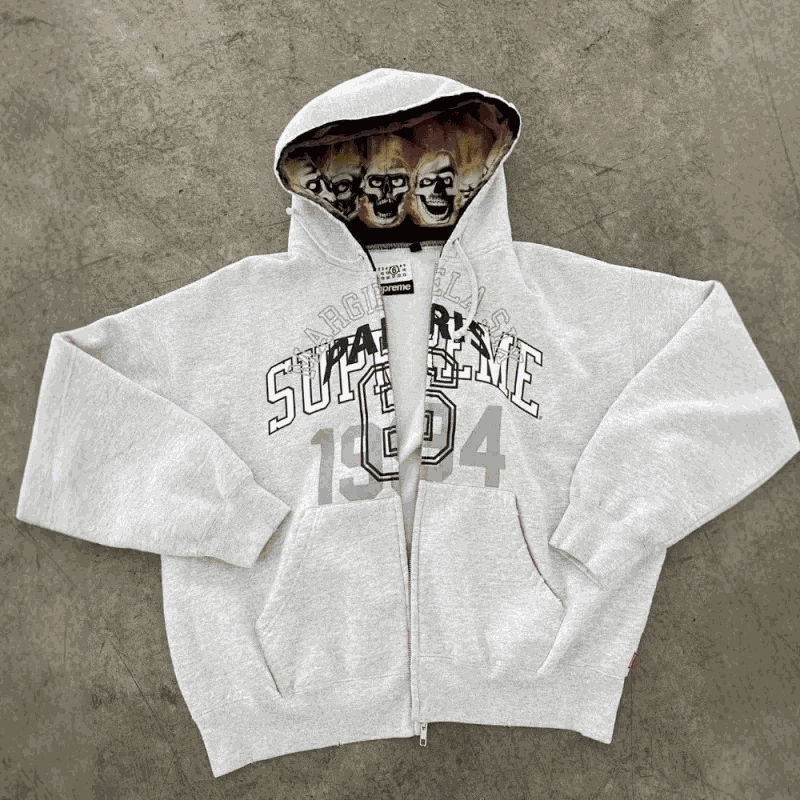 Supreme Grey Zip-Up Hoodie