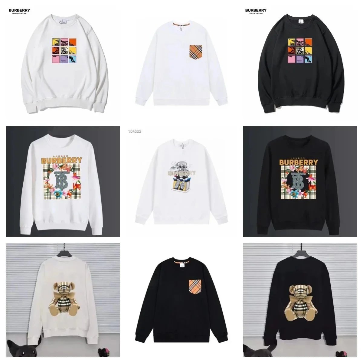Burberry White Long Sleeve Sweatshirt with Colorful Floral Print