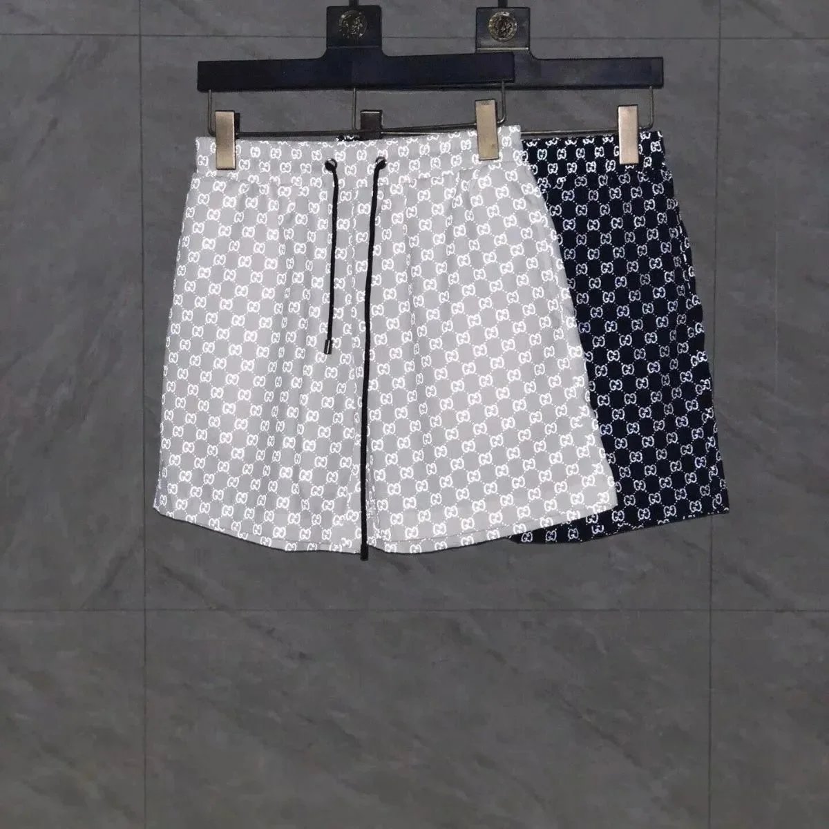 Gucci White and Black Logo Shorts