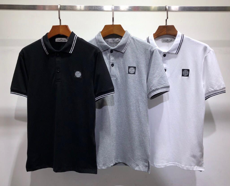 Stone Island Black Grey and White Polo Shirts