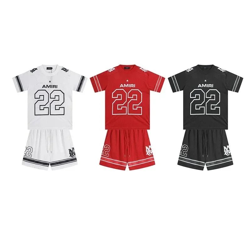 Amiri White Red Black Number 22 Jersey Shorts Set