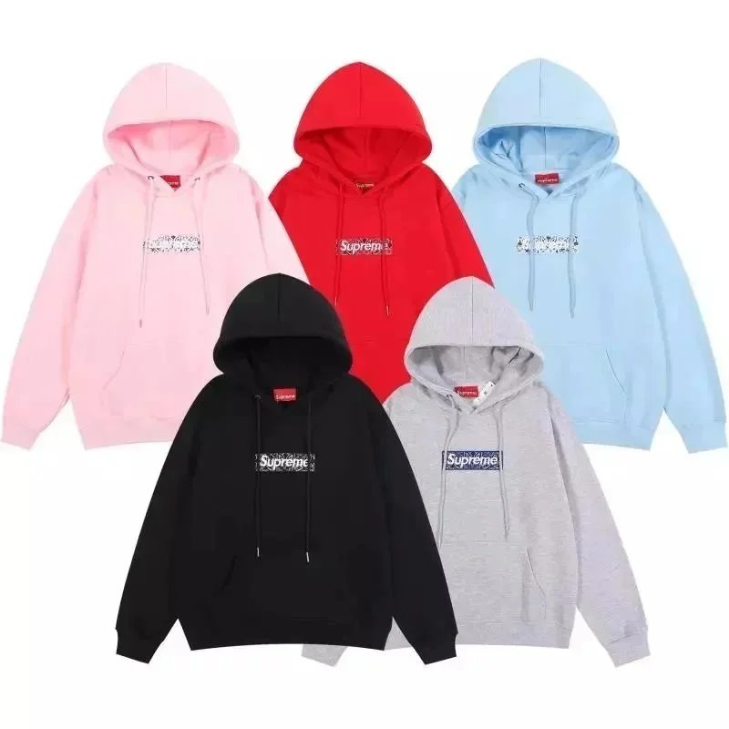 Supreme Hoodie in Pink, Red, Blue, Black, and Grey