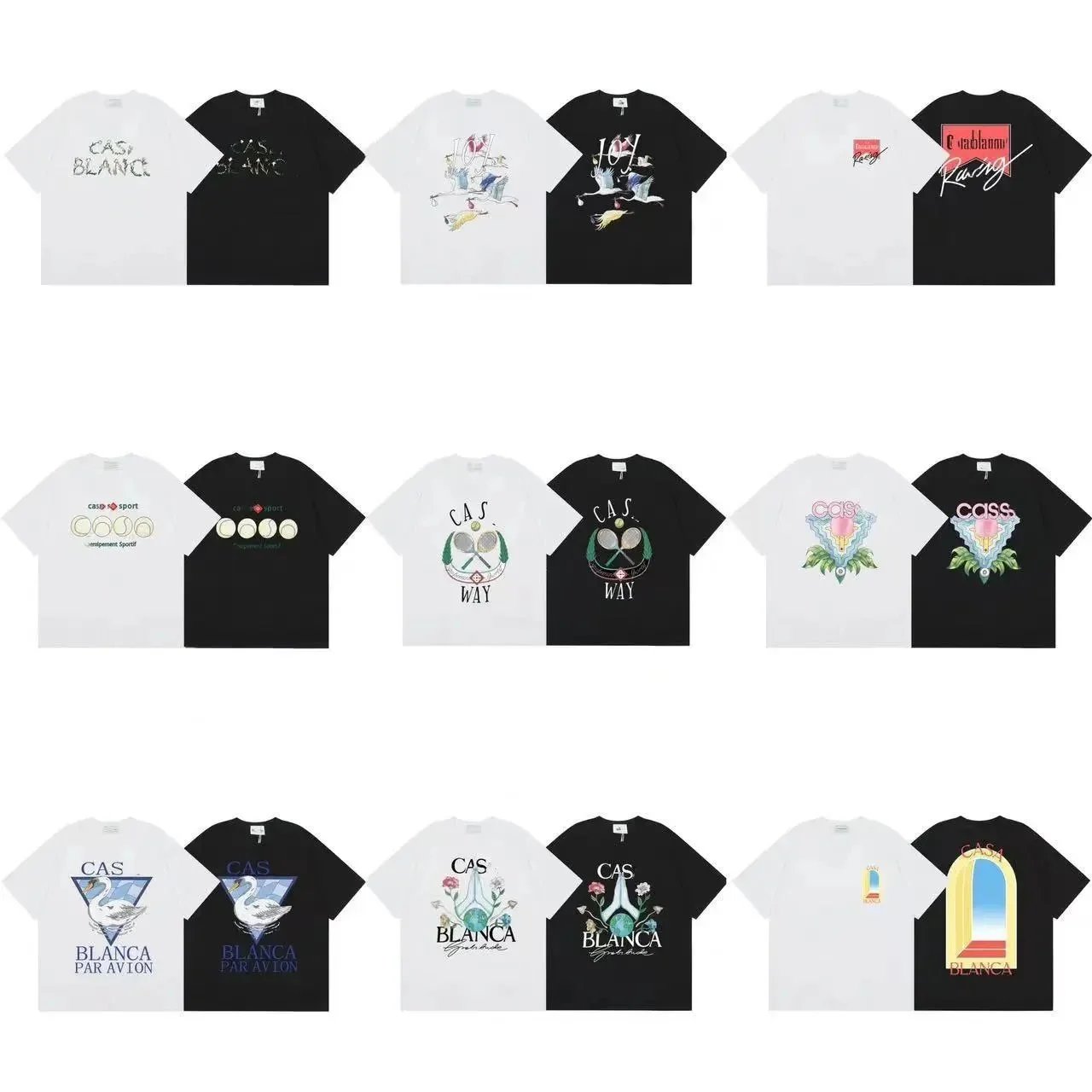 Cas Blanca White and Black Graphic T-Shirt Collection