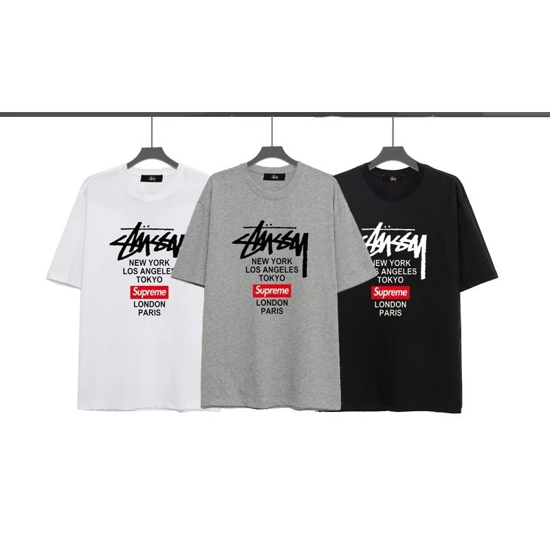 Stussy White/Grey/Black Short Sleeve T-Shirt