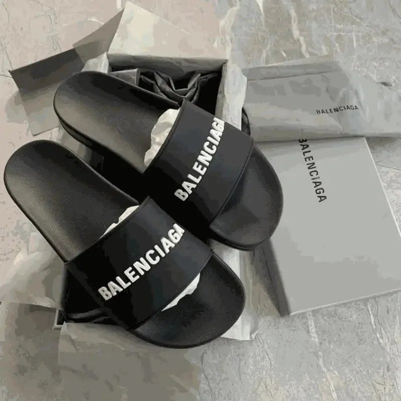 Balenciaga Black Logo Slide Sandals
