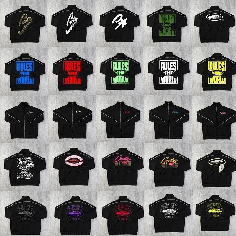 Black Track Jacket with Various Back Print Designs