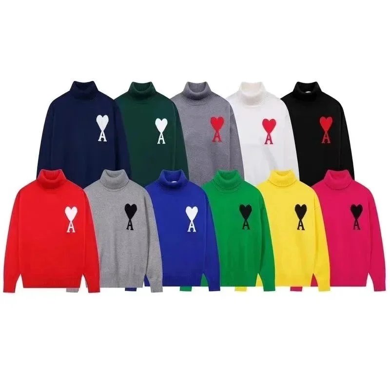 Ami Paris Colorblock Turtleneck Sweaters