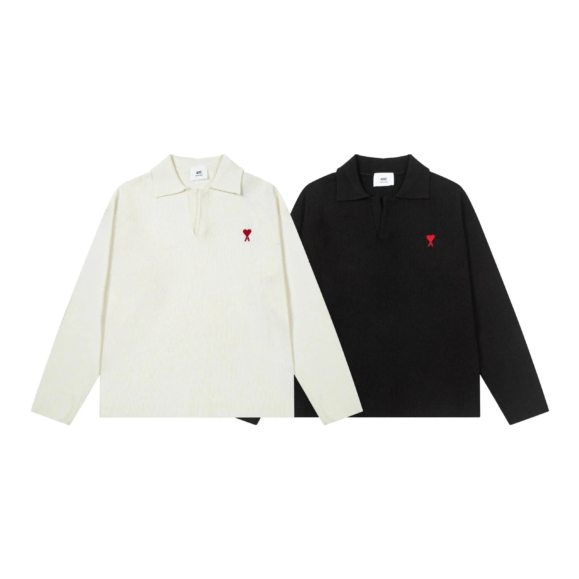 Ama Black and White Corduroy Polo Shirts