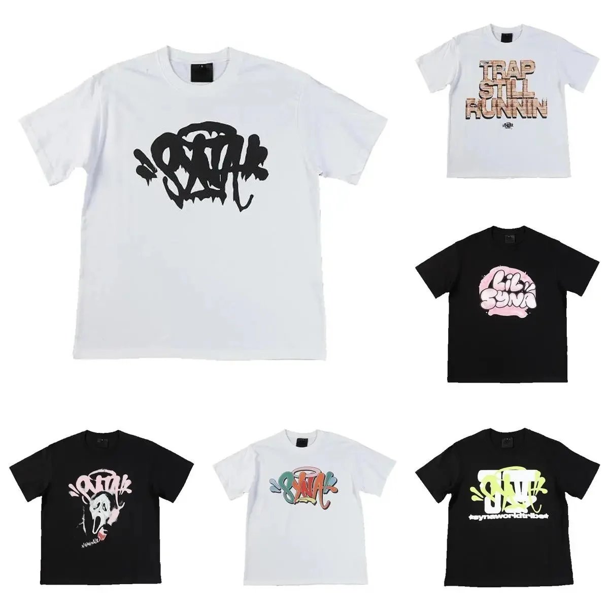 SYNK White and Black Graphic T-Shirts