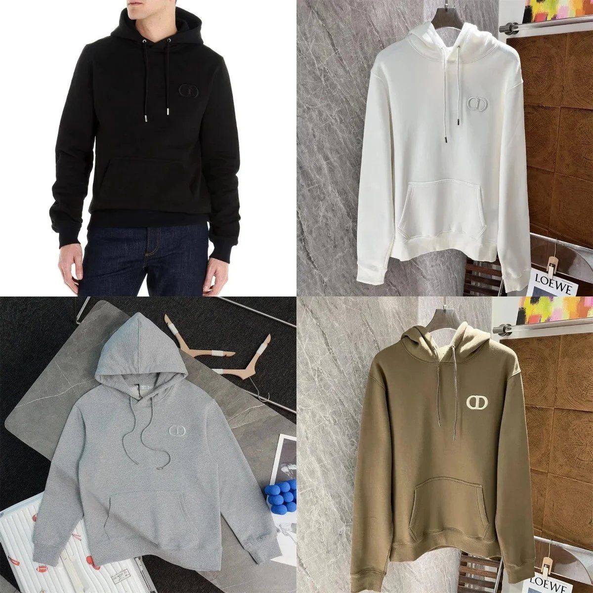 Dior Black White Grey Olive Hooded Sweatshirt