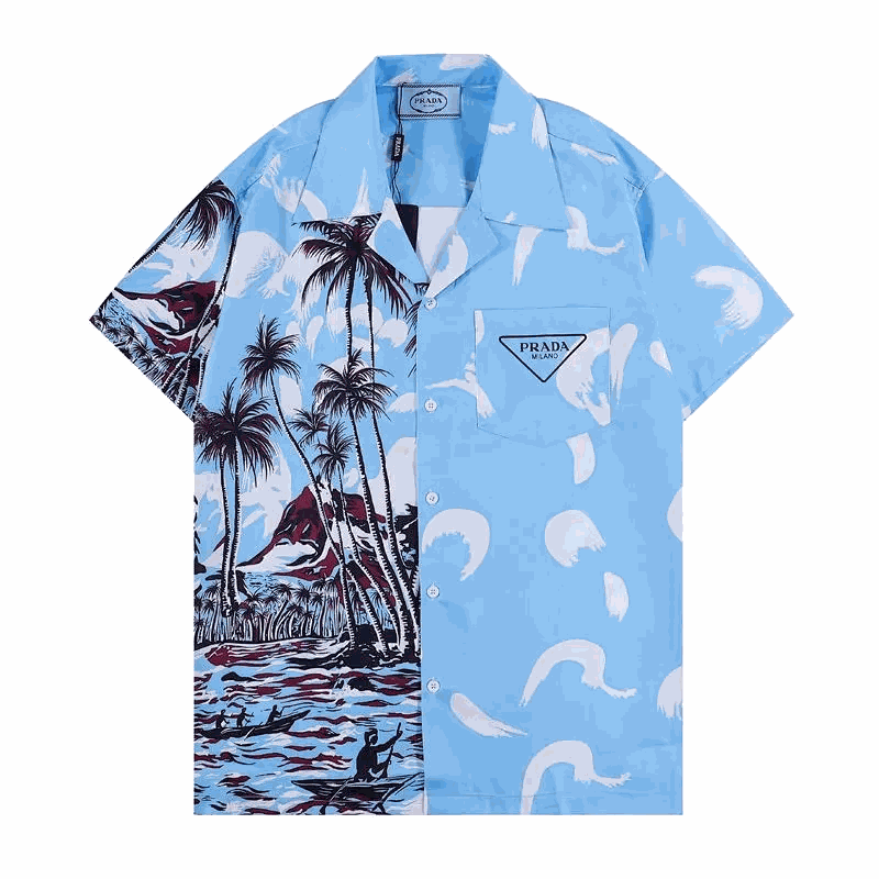 Prada Blue Short Sleeve Shirt