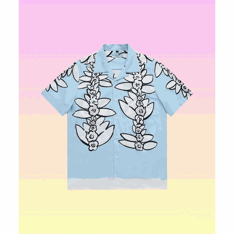 Light Blue Floral Short Sleeve Shirt