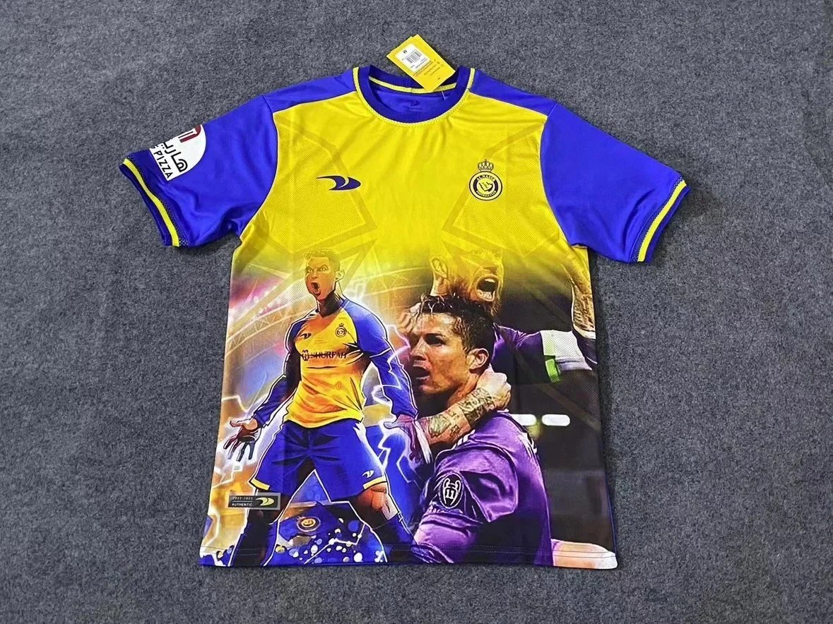 Cristiano Ronaldo Yellow and Blue Short Sleeve Jersey