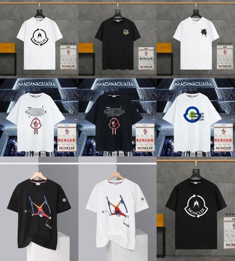 Moncler Black and White Short Sleeve T-Shirts