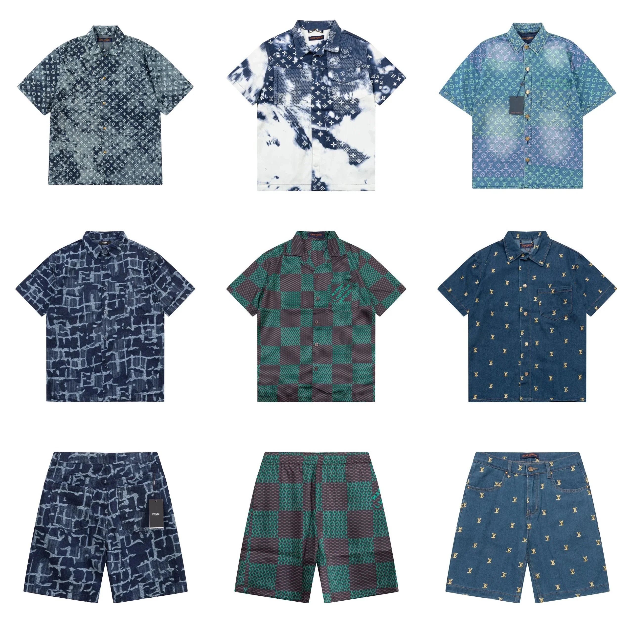 Louis Vuitton Patterned Short Sleeve Shirts and Shorts Set
