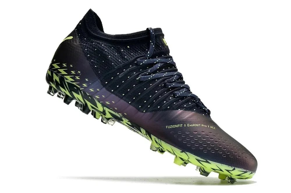 Nike Black and Neon Green Football Cleats