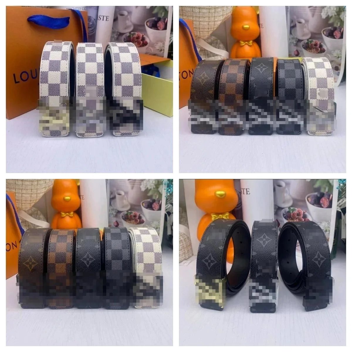 Louis Vuitton Brown and Black Checkered Belts