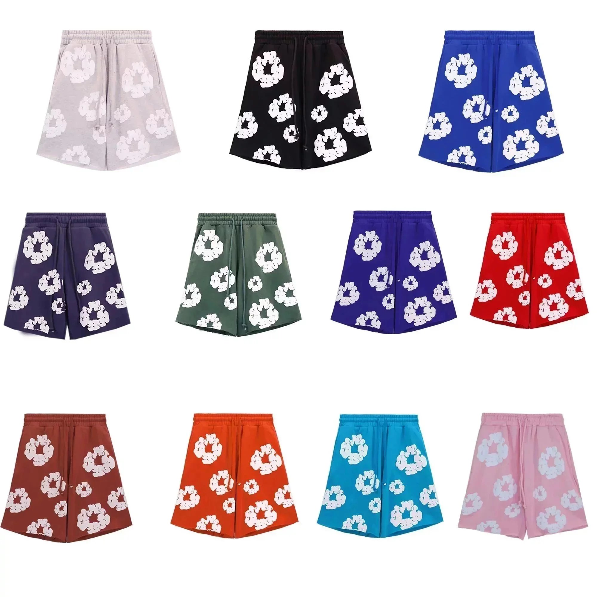Cloud Print Elastic Waist Shorts