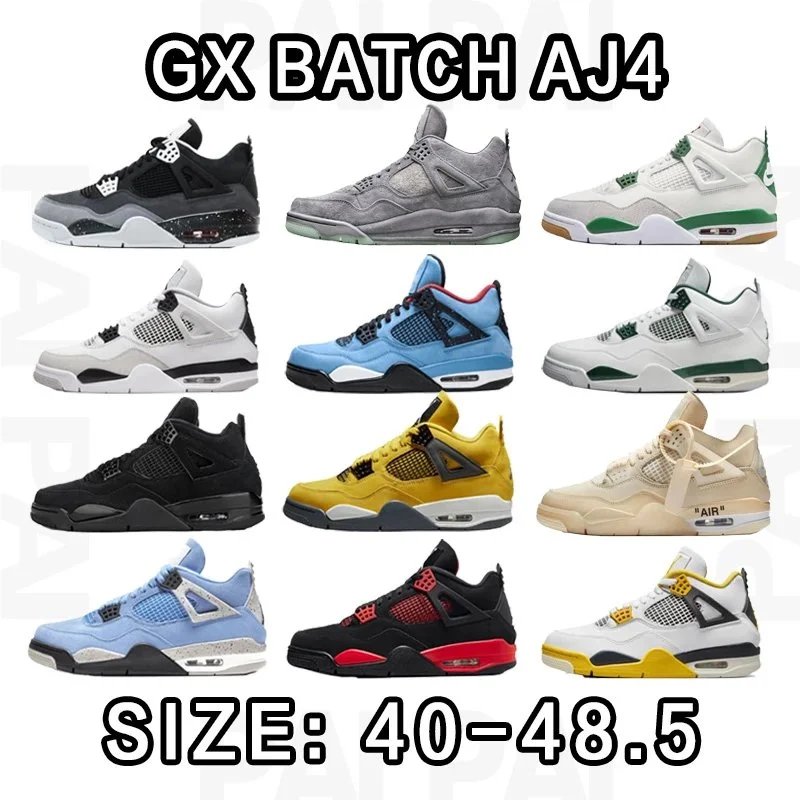 GX Batch AJ4 Sneakers in Various Colors and Sizes 40-48.5