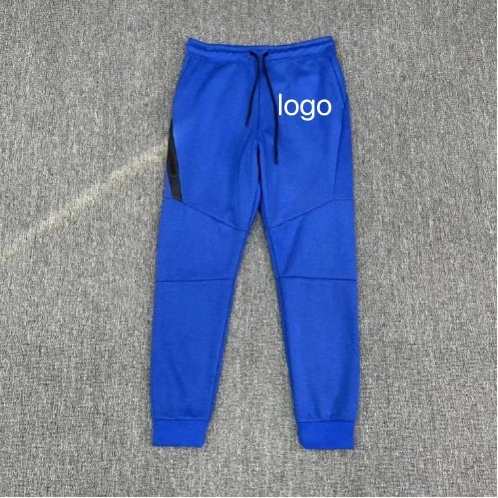 Blue Athletic Jogger Pants with Drawstring Waist