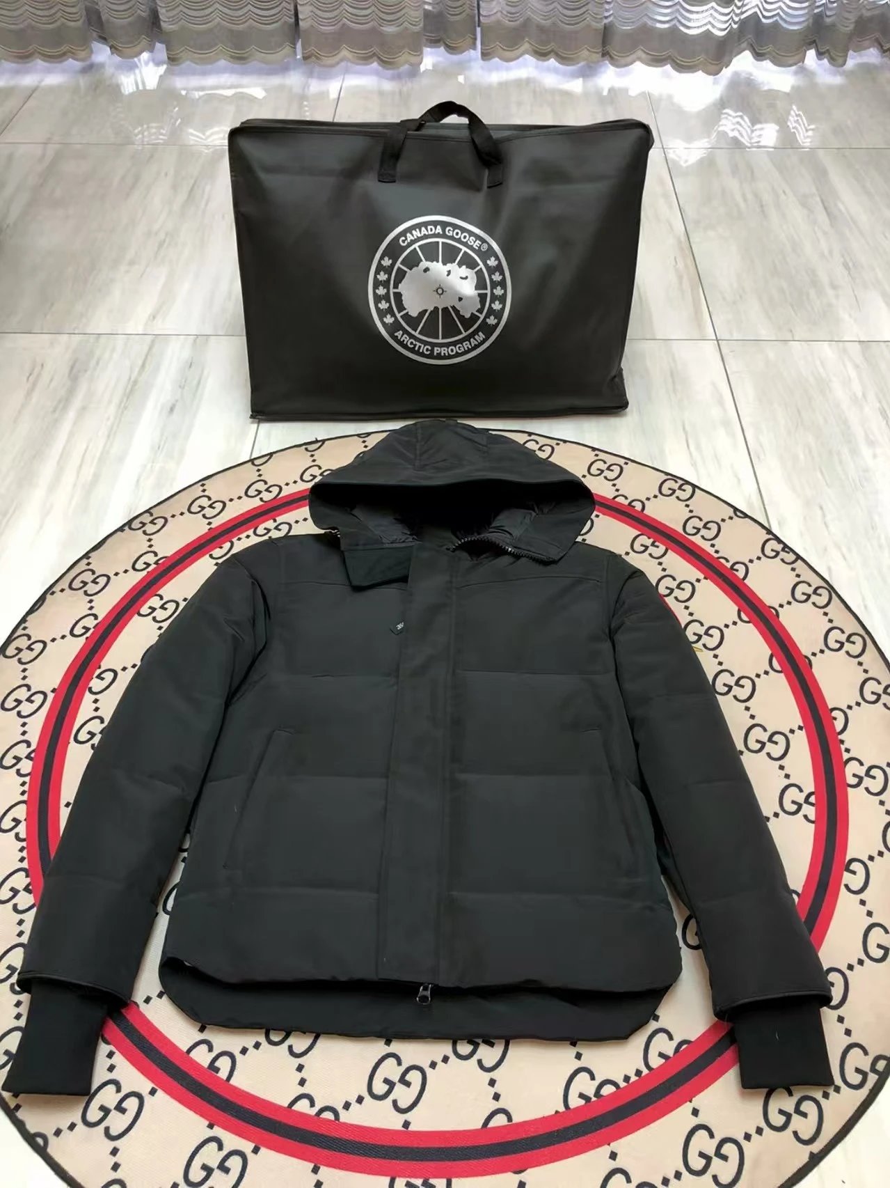 Canada Goose Black Hooded Puffer Jacket