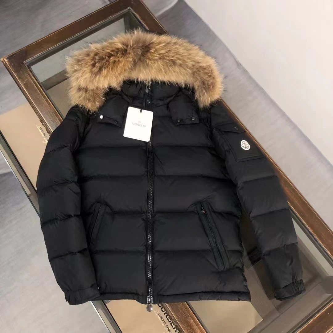 Moncler Black Fur Collar Puffer Jacket
