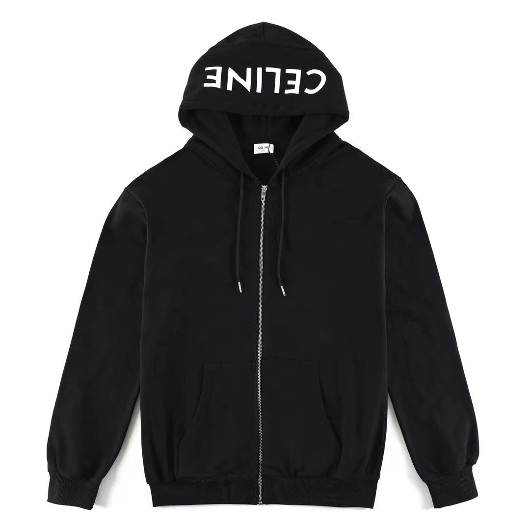 Celine Black Zip-Up Hoodie