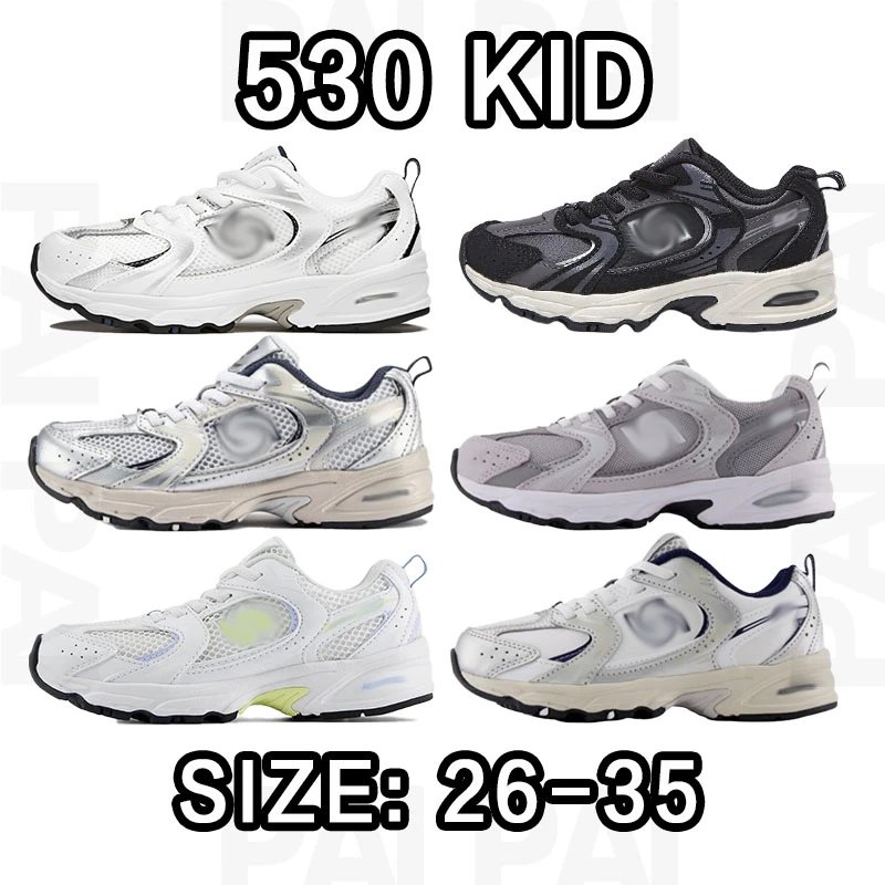 530 Kid White and Black Running Shoes