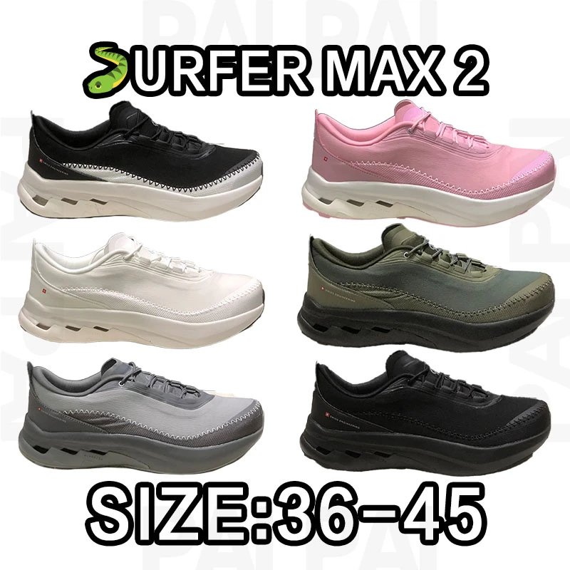 Surfer Max 2 Sneakers in Black, Pink, White, Olive, Grey, and Dark Grey