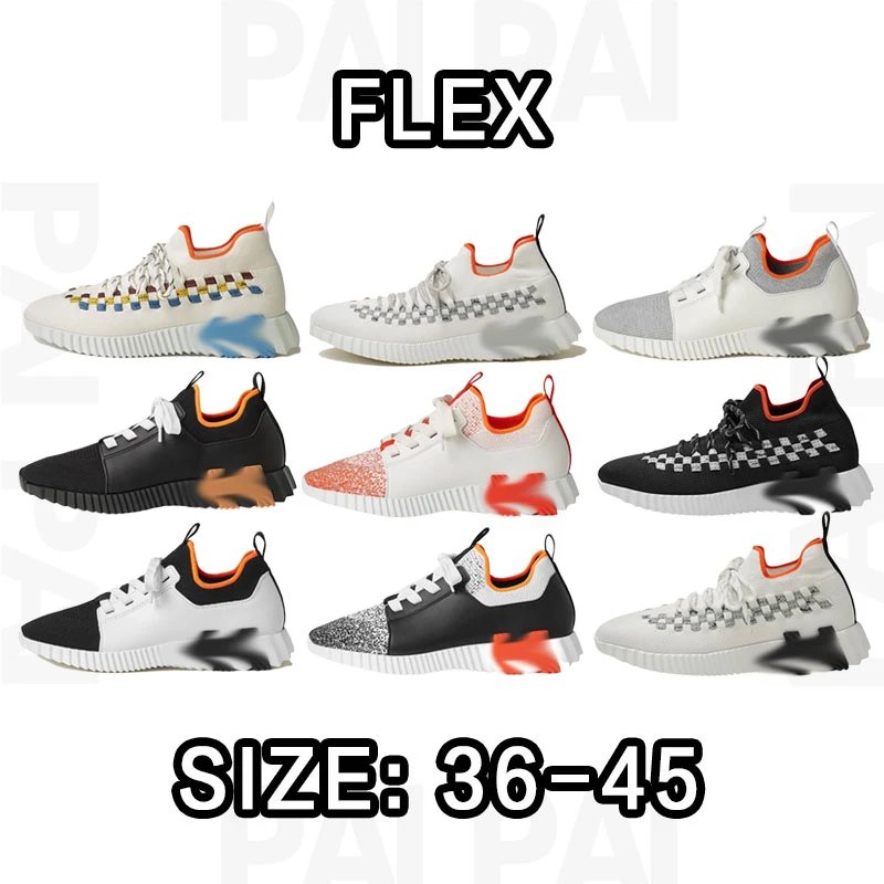 Flex White and Black Sneakers