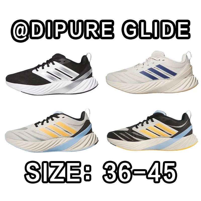 Adidas Dipure Glide Running Shoes in Black, White, and Grey Variants