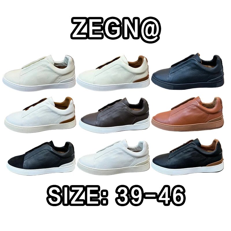 ZEGNA Leather Slip-On Sneakers
