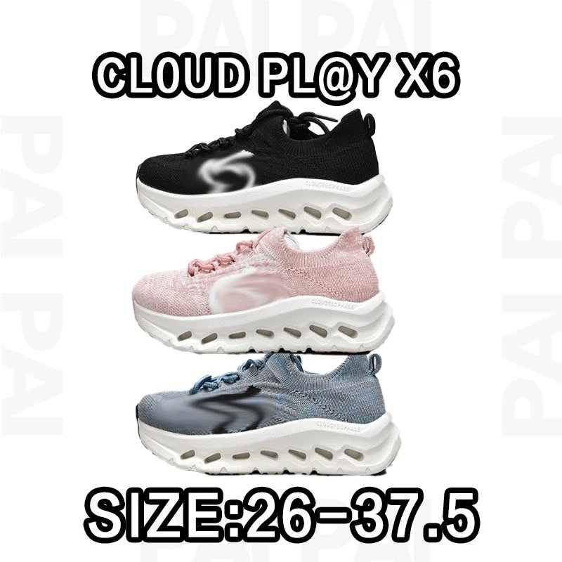 Cloud Play X6 Running Shoes in Black, Pink, and Blue