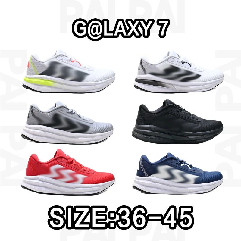 Galaxy 7 Running Shoes in White, Grey, Black, Red, and Blue